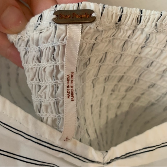 Free People Rose Garden Puff Sleeve Crop Top Black and White - Picture 5 of 5